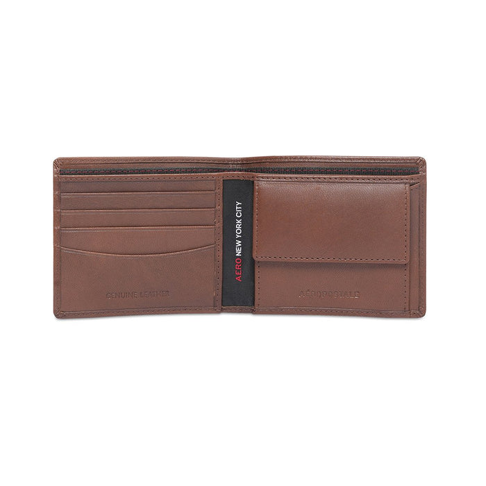 Aeropostale Yakima Mens Global Coin Wallet Brown