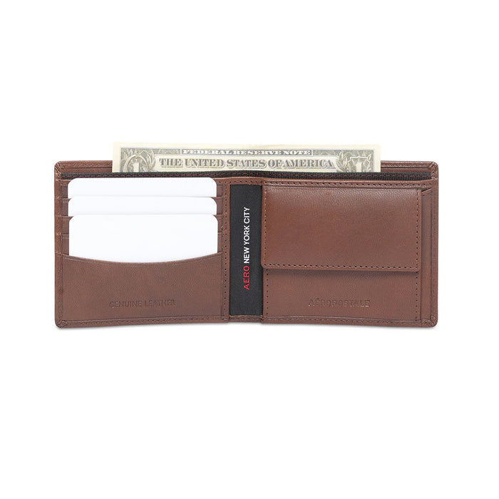 Aeropostale Yakima Mens Global Coin Wallet Brown