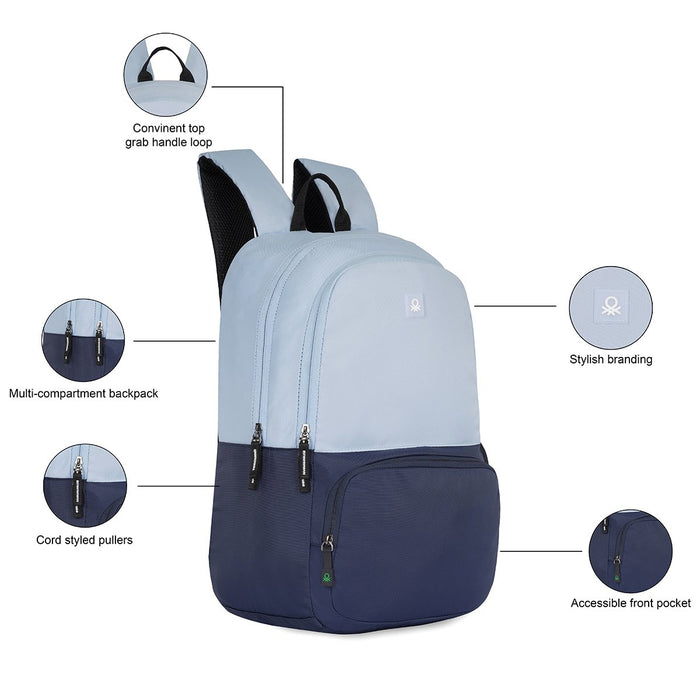 United Colors Of Benetton Pyro Laptop Backpack Light Blue Navy