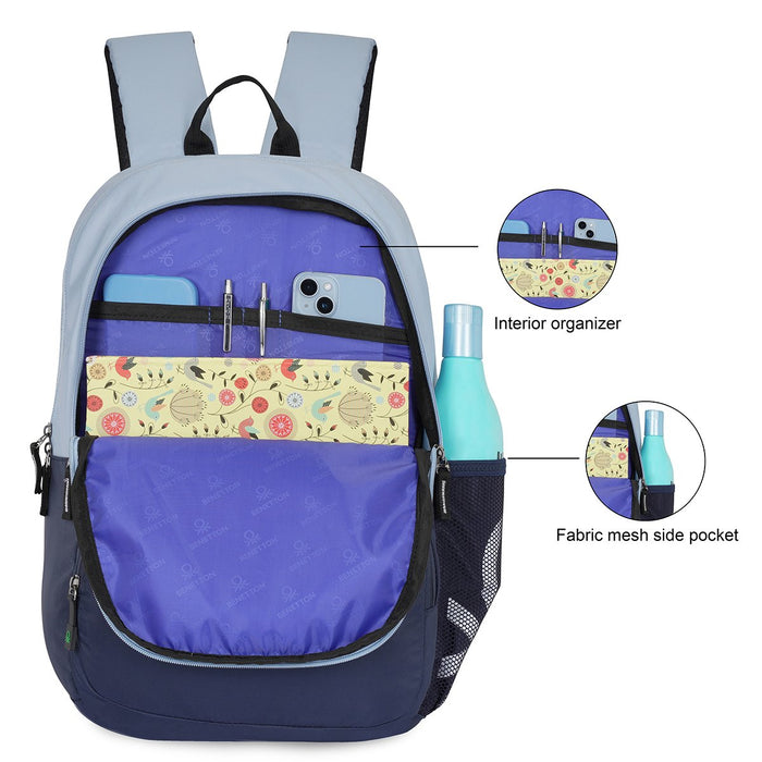 United Colors Of Benetton Pyro Laptop Backpack Light Blue Navy