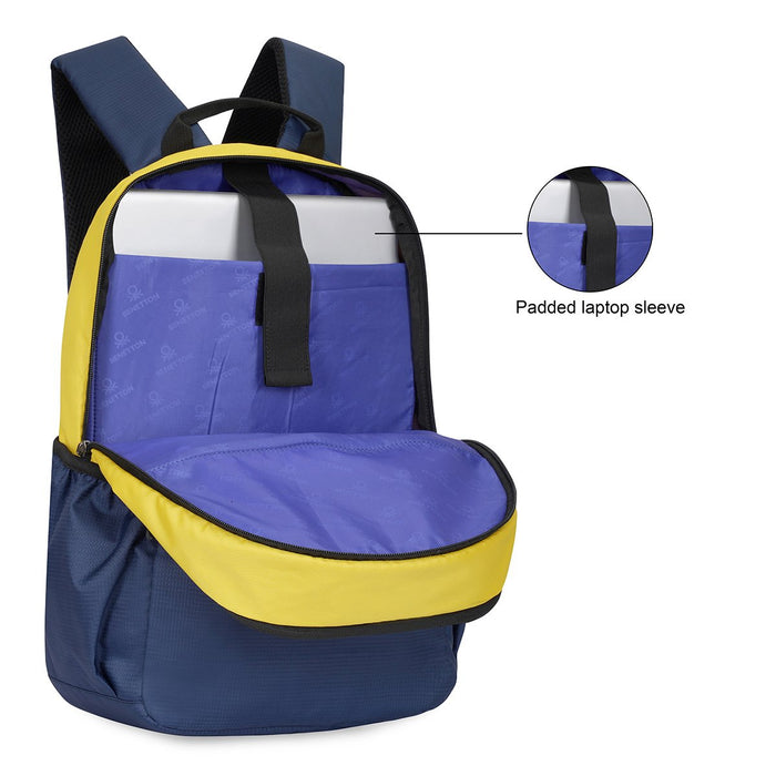 United Colors Of Benetton Inferno Laptop Backpack Yellow Navy