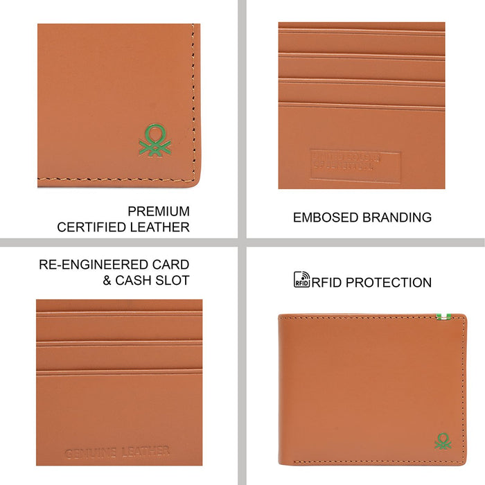 United Colors Of Benetton Ceska Men's Passcase Wallet Tan