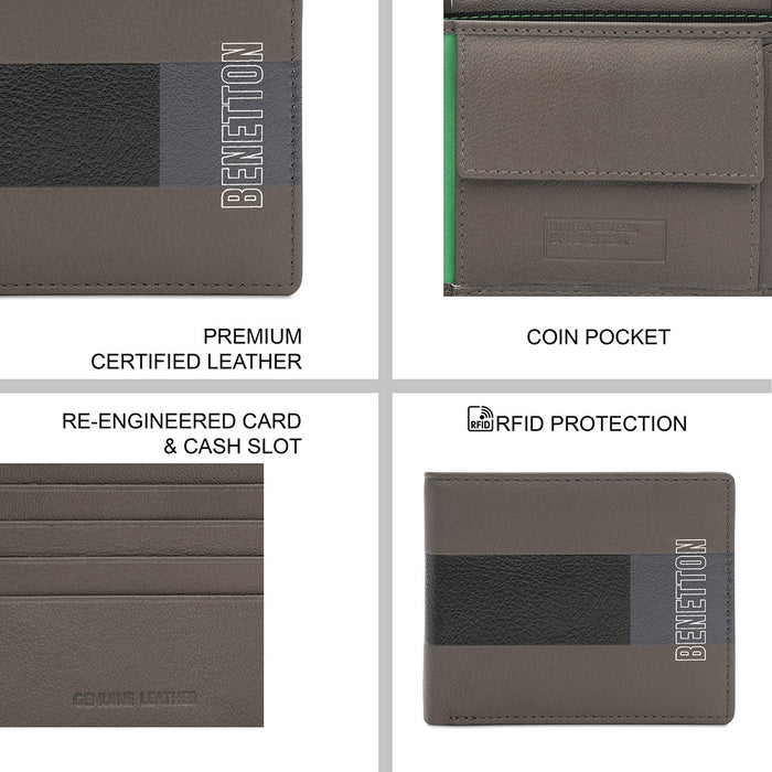 United Colors Of Benetton Neruda Men's Global Coin Wallet Grey