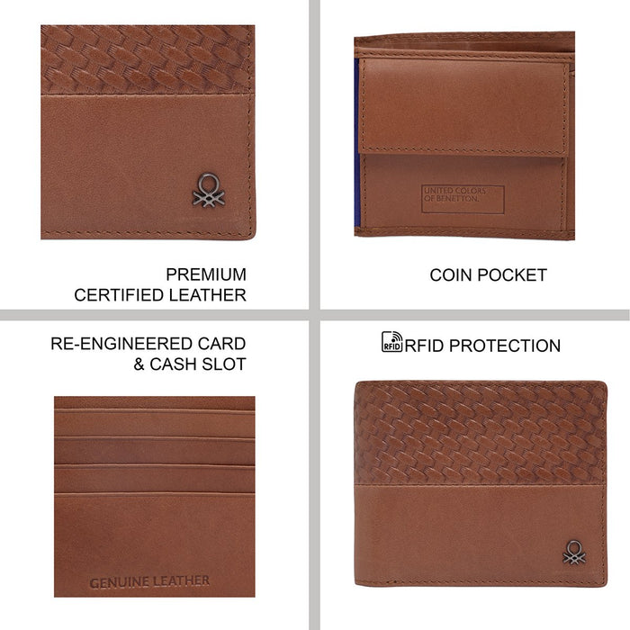 United Colors Of Benetton Bates Men's Global Coin Wallet Tan