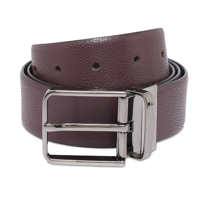 United Colors Of Benetton Albert Mens Reversible Belt Wine Black