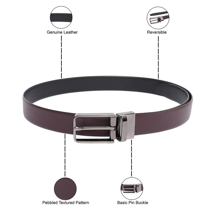 United Colors Of Benetton Albert Mens Reversible Belt Wine Black