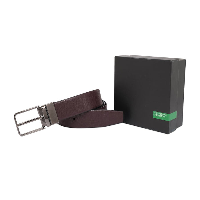 United Colors Of Benetton Albert Mens Reversible Belt Wine Black