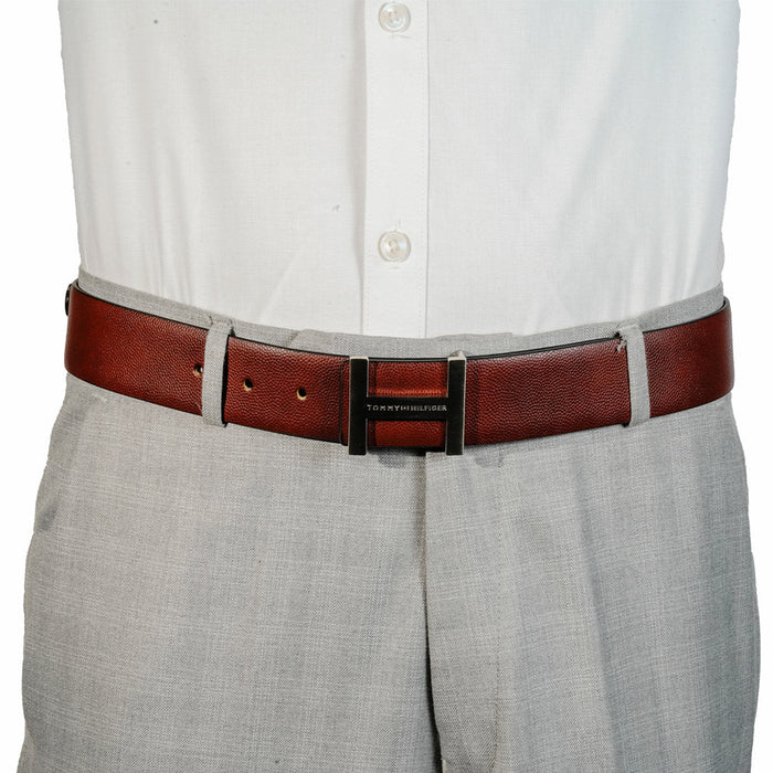 Tommy Hilfiger Cristobal Plus Mens Leather Reversible Belt Tan