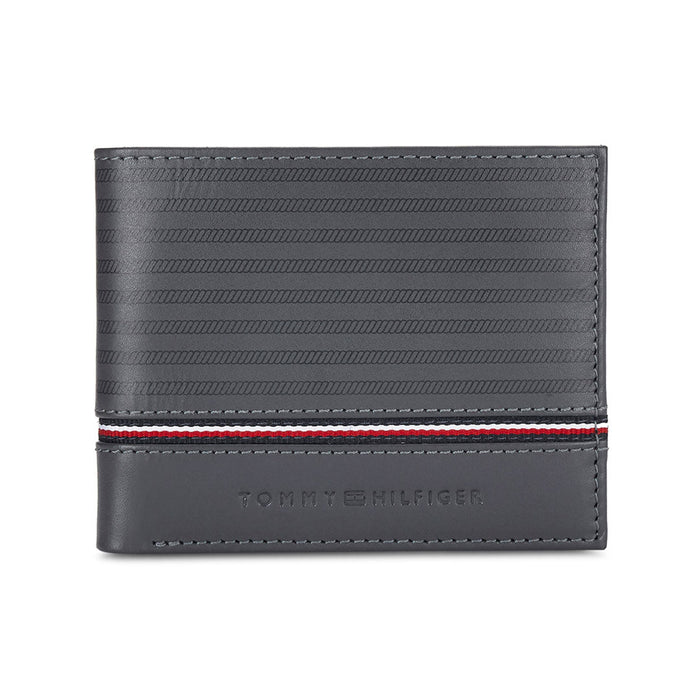 Tommy Hilfiger Darian Mens Leather Global Coin Wallet Grey