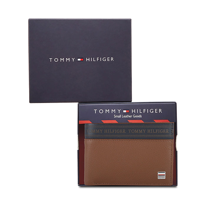 Tommy Hilfiger Emery Mens Leather Global Coin Wallet Tan