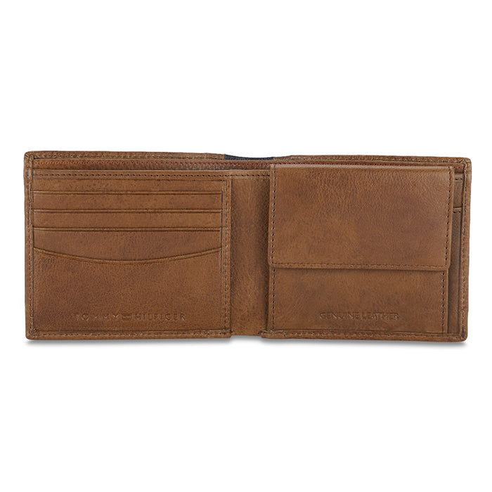 Tommy Hilfiger Brennen Menbs Leather Global Coin Wallet Tan