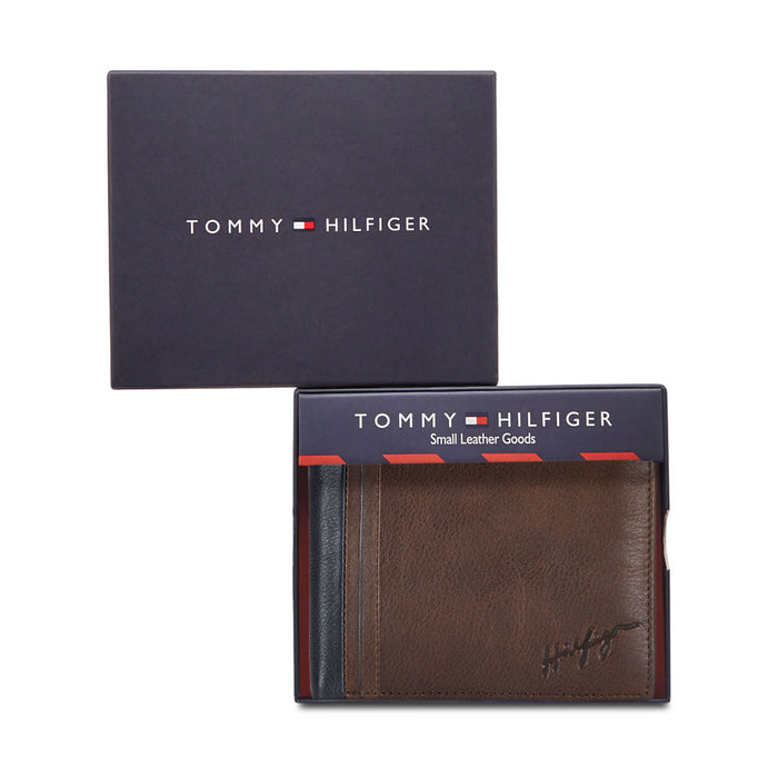 Tommy Hilfiger Brennen Menbs Leather Global Coin Wallet Brown