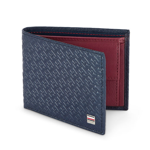 Tommy Hilfiger Clipper Mens Leather Global Coin Wallet Navy