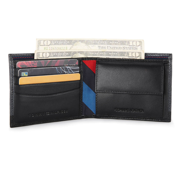 Tommy Hilfiger Stellar Mens Leather Global Coin Wallet Black