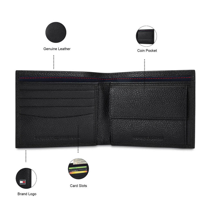 Tommy Hilfiger Chase Menbs Leather Passcase Wallet Black