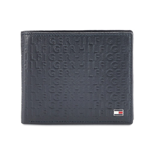 Tommy Hilfiger Erik Embossed Mens Leather Global Coin Wallet navy