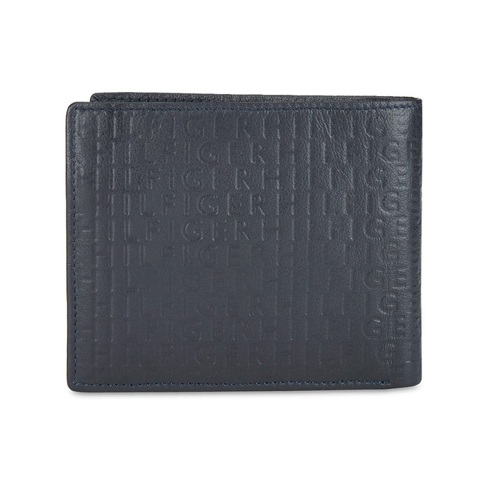 Tommy Hilfiger Erik Embossed Mens Leather Global Coin Wallet navy