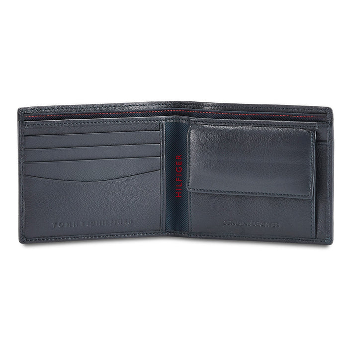 Tommy Hilfiger Erik Embossed Mens Leather Global Coin Wallet navy