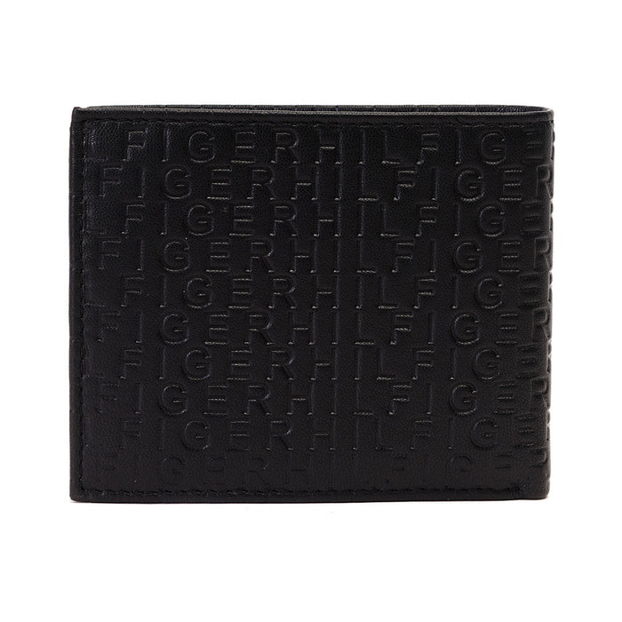 Tommy Hilfiger Erik Embossed Mens Leather Global Coin Wallet Black