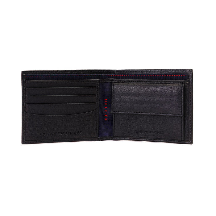 Tommy Hilfiger Erik Embossed Mens Leather Global Coin Wallet Black