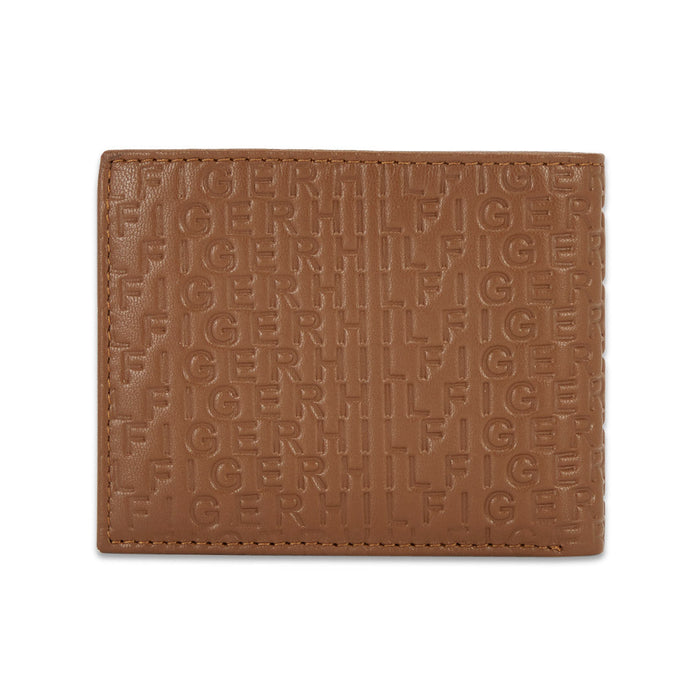 Tommy Hilfiger Erik Embossed Mens Leather Global Coin Wallet Tan