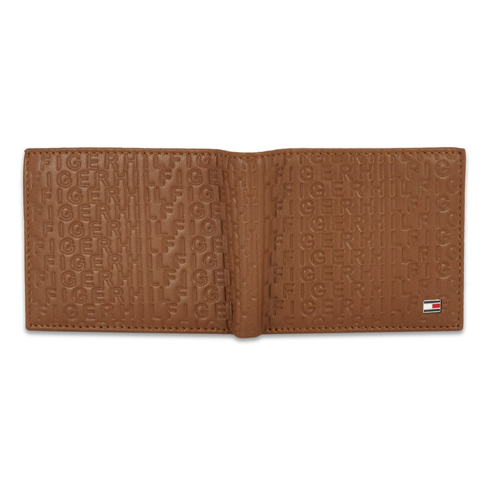 Tommy Hilfiger Erik Embossed Mens Leather Global Coin Wallet Tan