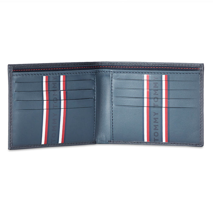 Tommy Hilfiger Folk Mens Leather Slimfold Wallet Navy