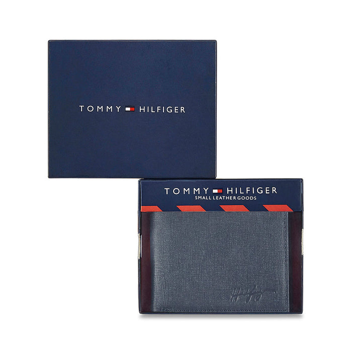 Tommy Hilfiger Folk Mens Leather Slimfold Wallet Navy