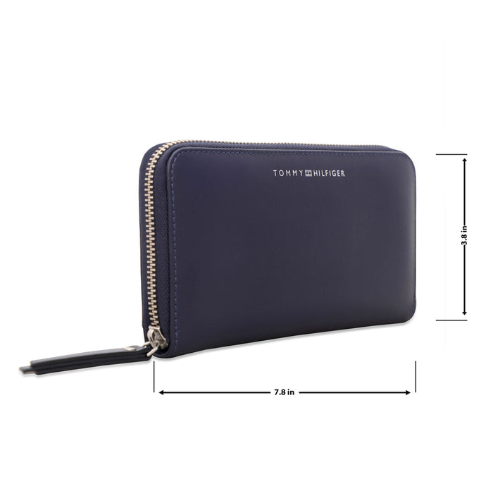 Tommy Hilfiger Ontario Womens Leather Zip Around Wallet navy