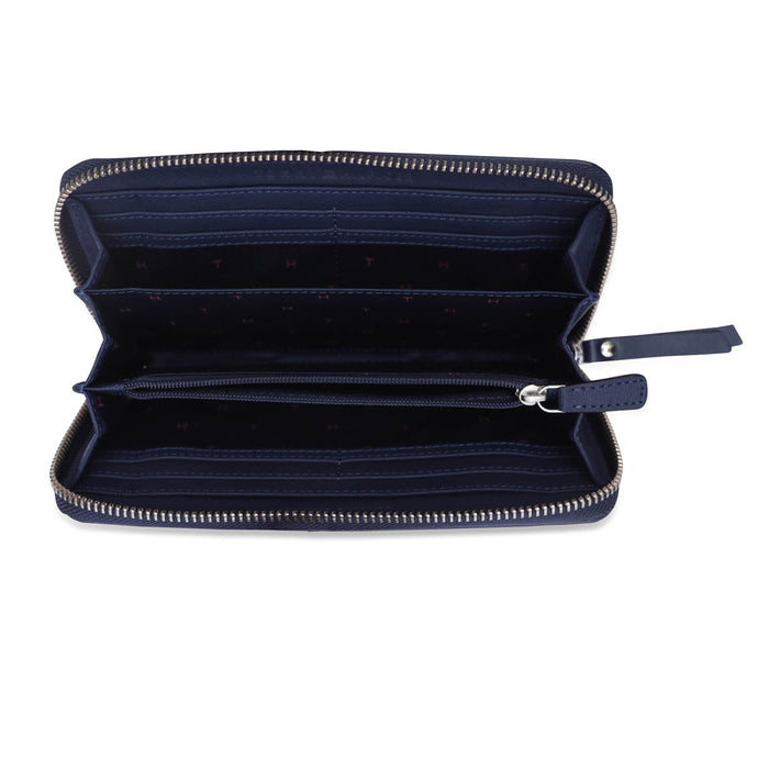 Tommy Hilfiger Ontario Womens Leather Zip Around Wallet navy