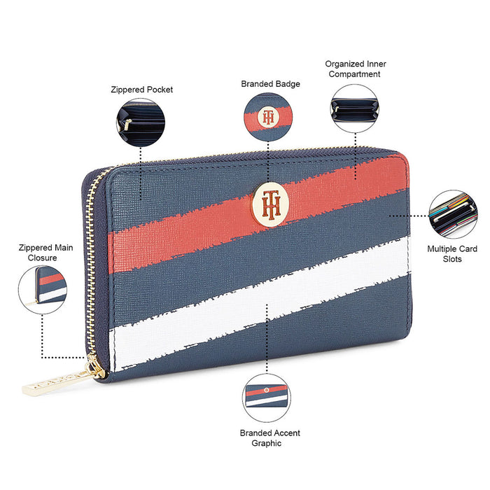 Tommy Hilfiger Adore Womenbs Genuine Leather Wallet navy