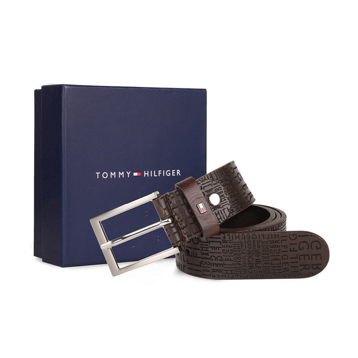 Tommy Hilfiger Alfredo Mens Non Reversible Belt Brown