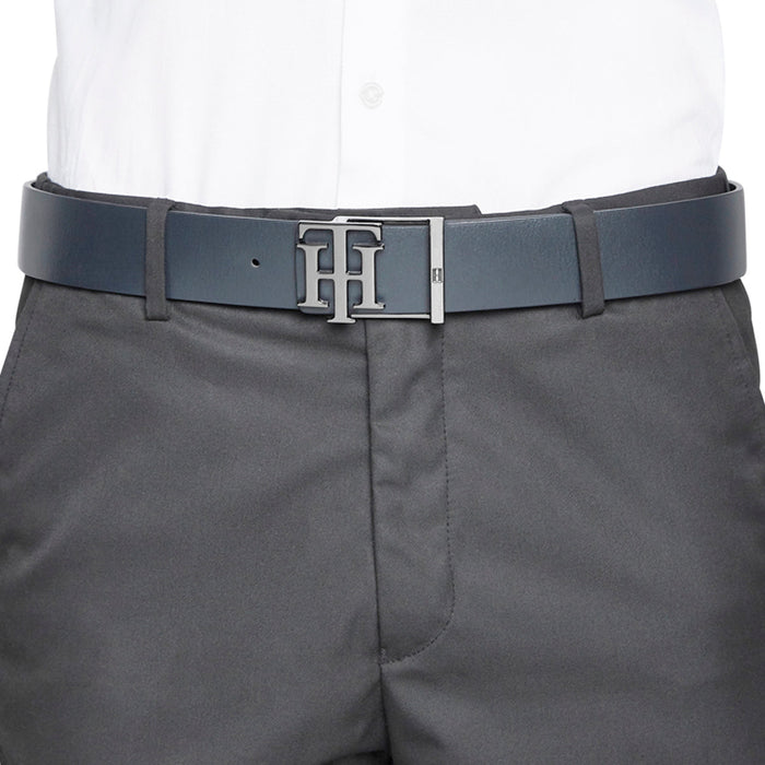 Tommy Hilfiger Saturn Mens Leather Reversible Belt Navy/Navy Small Size