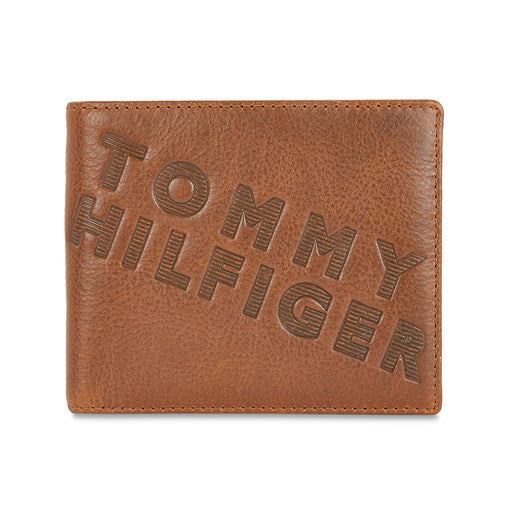 Tommy Hilfiger Oliver Mens Leather Global Coin Wallet Tan