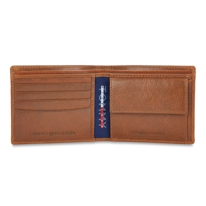 Tommy Hilfiger Oliver Mens Leather Global Coin Wallet Tan