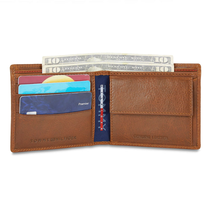 Tommy Hilfiger Oliver Mens Leather Global Coin Wallet Tan