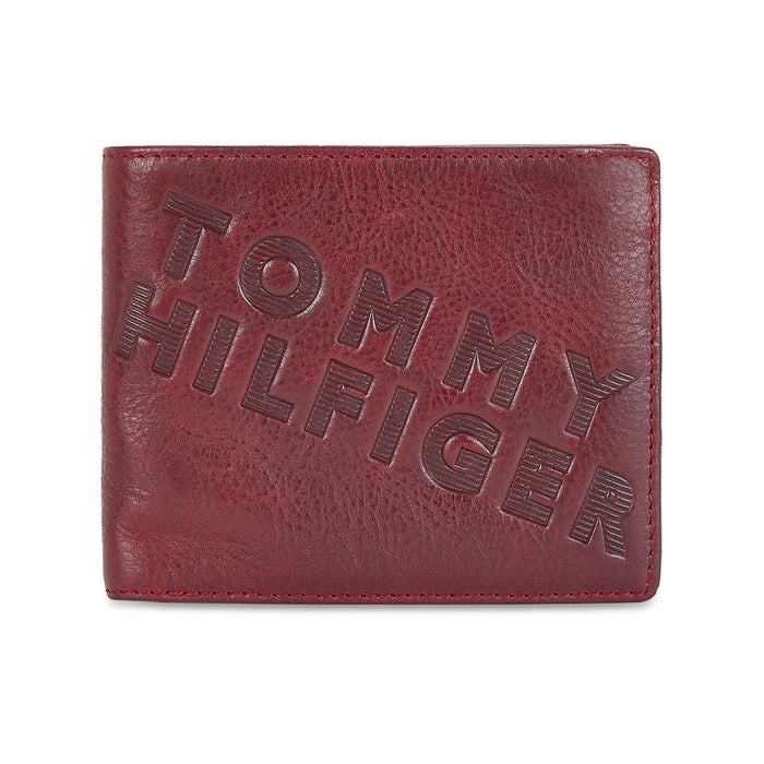 Tommy Hilfiger Oliver Mens Leather Global Coin Wallet Burgundy