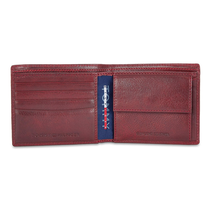 Tommy Hilfiger Oliver Mens Leather Global Coin Wallet Burgundy