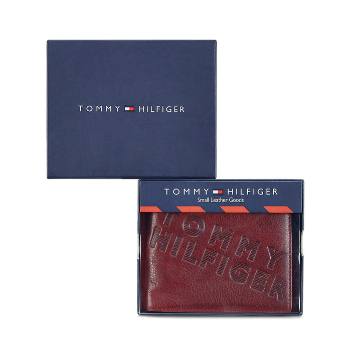 Tommy Hilfiger Oliver Mens Leather Global Coin Wallet Burgundy