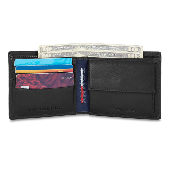 Tommy Hilfiger Oliver Mens Leather Global Coin Wallet Black