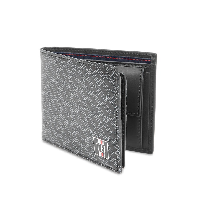 Tommy Hilfiger Braxton Mens Leather Multicard Coin Wallet Black/Grey