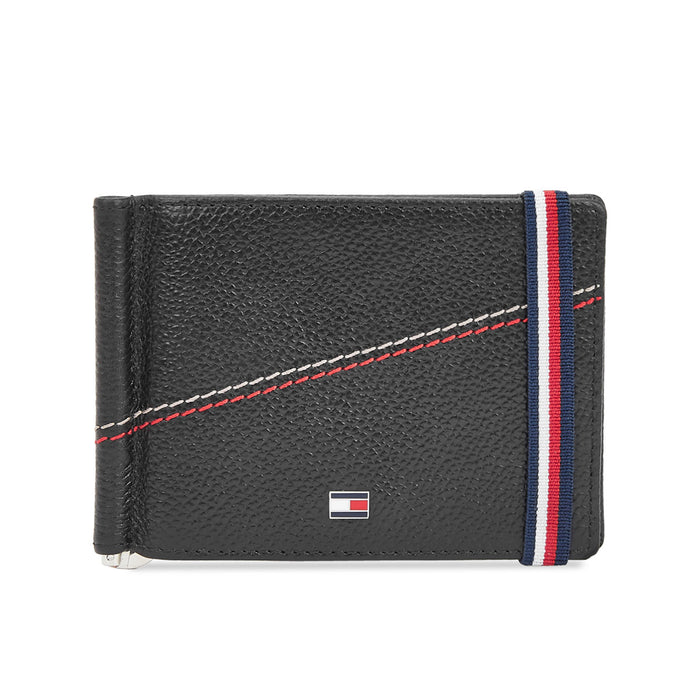 Tommy Hilfiger Adriel Men Leather Moneyclip Tan Black