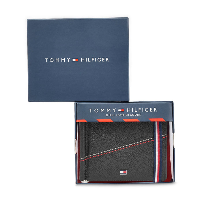 Tommy Hilfiger Adriel Mens Leather Moneyclip wallet Black