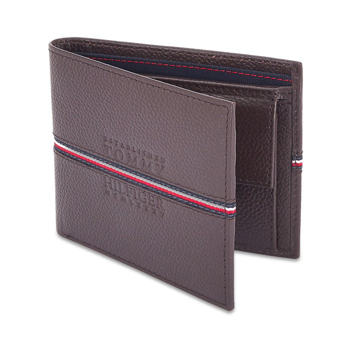 Tommy Hilfiger Yukon Mens Leather Global Coin Wallet Brown