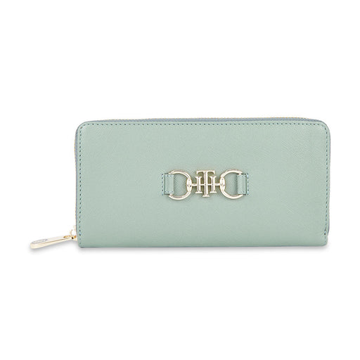 Tommy Hilfiger Vianna Womenbs Vegan Leather Zip Around Wallet Sea Green