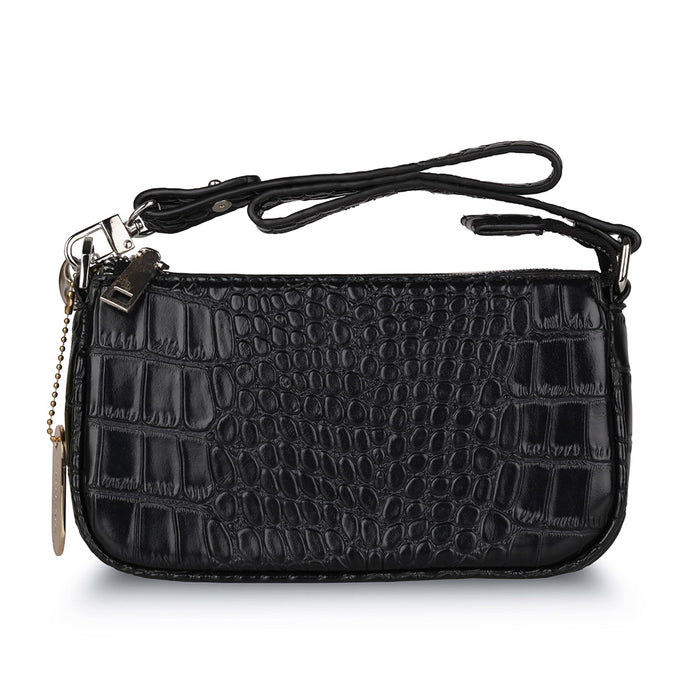 Sugarush Adriana Textured Womenbs Vegan Leather Sling Bag  Black