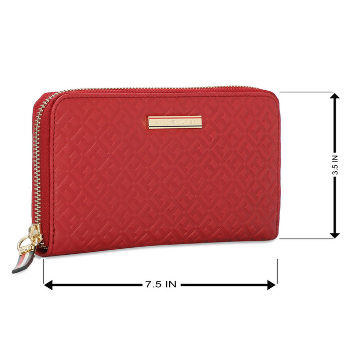 Tommy Hilfiger Miley Womens Leather Zip Around Wallet Red