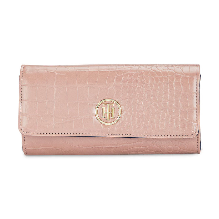 Tommy Hilfiger Jocelyn Womenbs Vegan Textured Leather Wallet Pink