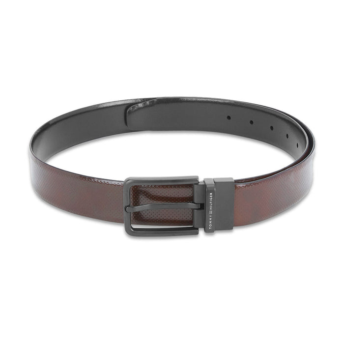 Tommy Hilfiger Tongass Pro Mens Leather Reversible Belt Brown & blackcherry