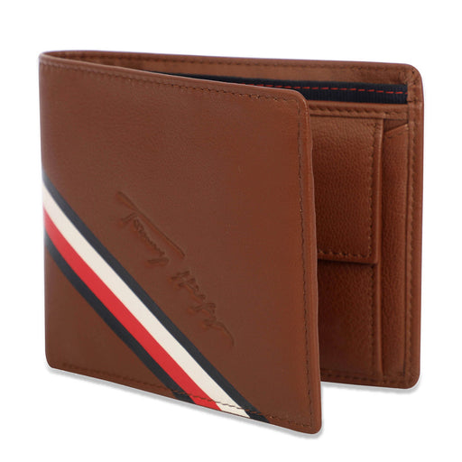 Tommy Hilfiger Elmer Mens Leather Global Coin Wallet Tan